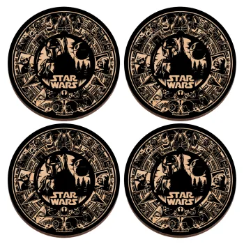 Star Wars Disk, ΣΕΤ x4 Σουβέρ ξύλινα στρογγυλά plywood (9cm)