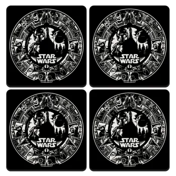 Star Wars Disk, ΣΕΤ 4 Σουβέρ ξύλινα τετράγωνα (9cm)