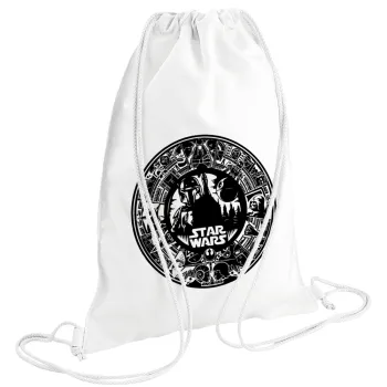 Star Wars Disk, Τσάντα πλάτης πουγκί GYMBAG λευκή (28x40cm)