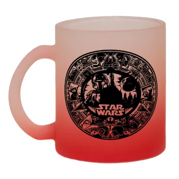 Star Wars Disk, Κούπα γυάλινη δίχρωμη με βάση το κόκκινο ματ, 330ml