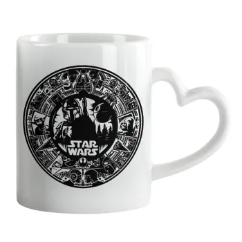 Star Wars Disk, Κούπα καρδιά χερούλι λευκή, κεραμική, 330ml