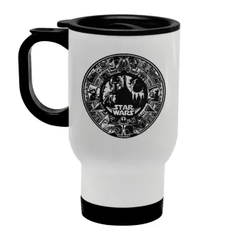 Star Wars Disk, Stainless steel travel mug with lid, double wall white 450ml