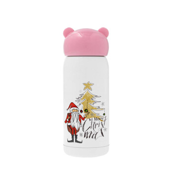 Santa Claus gold, Pink stainless steel thermal flask, 320ml