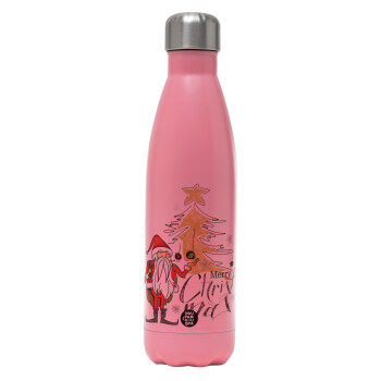 Santa Claus gold, Μεταλλικό παγούρι θερμός Ροζ Ματ (Stainless steel), διπλού τοιχώματος, 500ml