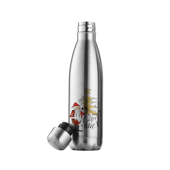 Santa Claus gold, Μεταλλικό παγούρι θερμός Inox (Stainless steel), διπλού τοιχώματος, 500ml