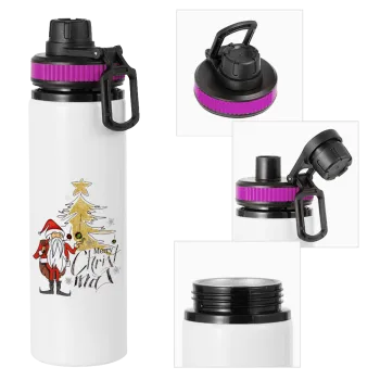 Santa Claus gold, Μεταλλικό παγούρι νερού με καπάκι ασφαλείας, αλουμινίου 850ml