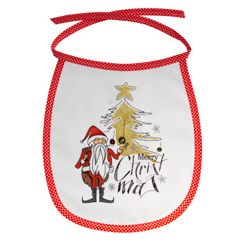Santa Claus gold, Σαλιάρα μωρού αλέκιαστη με κορδόνι Κόκκινη