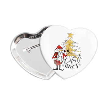 Santa Claus gold, Κονκάρδα παραμάνα καρδιά (57x52mm)