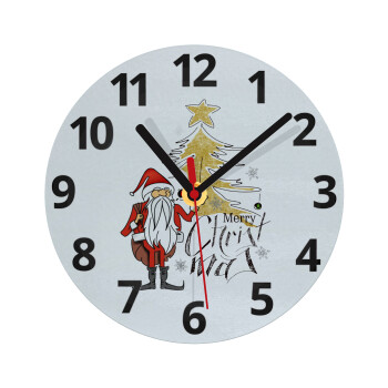 Santa Claus gold, Ρολόι τοίχου γυάλινο (20cm)