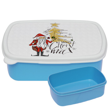 Santa Claus gold, ΜΠΛΕ παιδικό δοχείο φαγητού (lunchbox) πλαστικό (BPA-FREE) Lunch Βox M18 x Π13 x Υ6cm