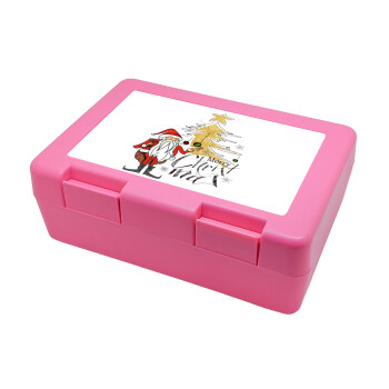 Santa Claus gold, Children's cookie container PINK 185x128x65mm (BPA free plastic)