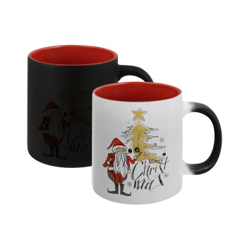 Santa Claus gold, Κούπα Μαγική εσωτερικό κόκκινο, κεραμική, 330ml που αλλάζει χρώμα με το ζεστό ρόφημα