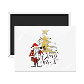 Santa Claus gold, Ορθογώνιο μαγνητάκι ψυγείου διάστασης 9x6cm