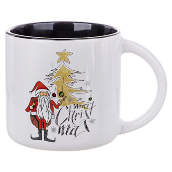Santa Claus gold, Κούπα κεραμική 400ml Λευκή/Μαύρη