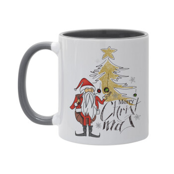 Santa Claus gold, Mug colored grey, ceramic, 330ml