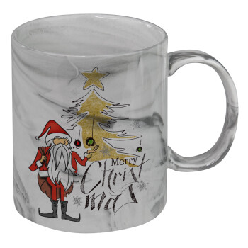 Santa Claus gold, Mug ceramic marble style, 330ml