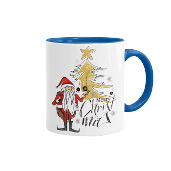 Santa Claus gold, Mug colored blue, ceramic, 330ml