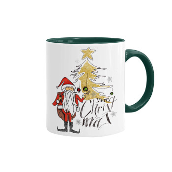 Santa Claus gold, Mug colored green, ceramic, 330ml