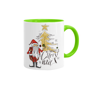 Santa Claus gold, Mug colored light green, ceramic, 330ml