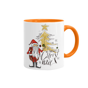 Santa Claus gold, Mug colored orange, ceramic, 330ml