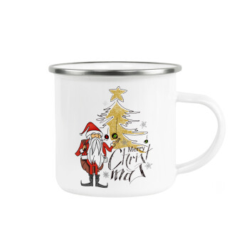 Santa Claus gold, Metallic enamel cup white 360ml
