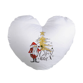 Santa Claus gold, Μαξιλάρι καναπέ καρδιά 40x40cm περιέχεται το  γέμισμα