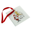 Christmas ornament, glass square ornament 9x9cm