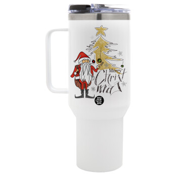 Santa Claus gold, Mega Stainless steel Tumbler with lid, double wall 1,2L