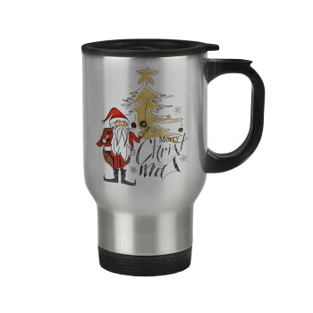 Santa Claus gold, Stainless steel travel mug with lid, double wall 450ml