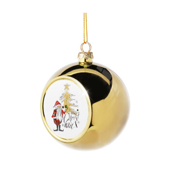 Santa Claus gold, Χριστουγεννιάτικη μπάλα δένδρου Χρυσή 8cm