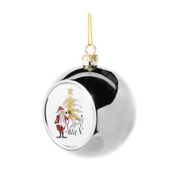 Santa Claus gold, Χριστουγεννιάτικη μπάλα δένδρου Ασημένια 8cm