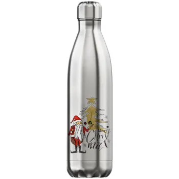 Santa Claus gold, Inox (Stainless steel) hot metal mug, double wall, 750ml