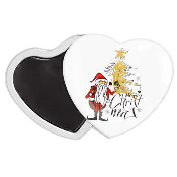 Santa Claus gold, Μαγνητάκι καρδιά (57x52mm)