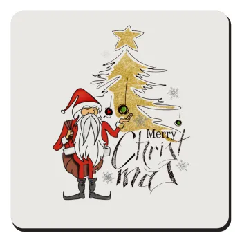 Santa Claus gold, Τετράγωνο μαγνητάκι ξύλινο 9x9cm