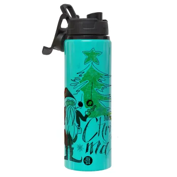 Santa Claus gold, Μεταλλικό παγούρι νερού με καπάκι ασφαλείας, αλουμινίου 850ml