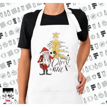 Santa Claus gold, Ποδιά μακριά Σεφ ολόσωμη με τσέπες white (ΕΝΗΛΙΚΩΝ)