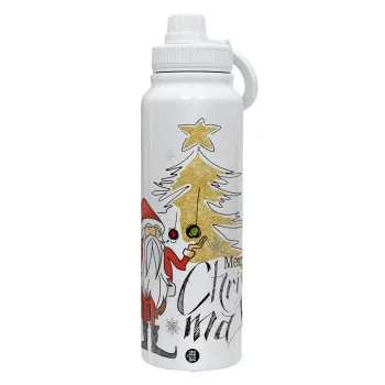 Santa Claus gold, Θερμός 1L Ανοξείδωτο με Βάση Κινητού & Διπλά Τοιχώματα