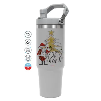 Santa Claus gold, ΓΚΡΙ χρώματος Θερμός Ανοξείδωτο 890ml (30oz) με χερούλι