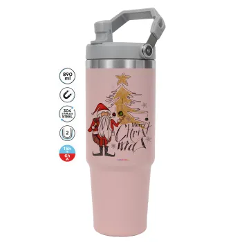 Santa Claus gold, ΡΟΖ χρώματος Θερμός Ανοξείδωτο 890ml (30oz) με χερούλι