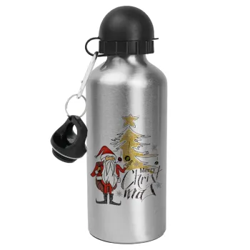 Santa Claus gold, Metallic water jug, Silver, aluminum 500ml