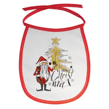 Santa Claus gold, Σαλιάρα μωρού αλέκιαστη με κορδόνι Κόκκινη