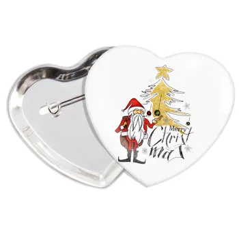 Santa Claus gold, Κονκάρδα παραμάνα καρδιά (57x52mm)