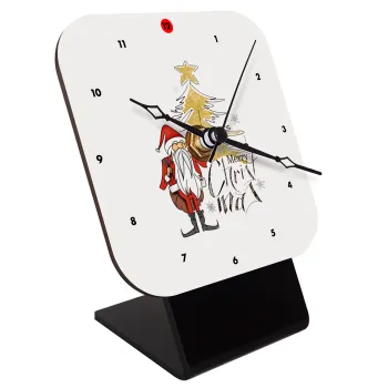 Santa Claus gold, Quartz Wooden table clock with hands (10cm)