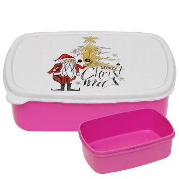 Santa Claus gold, ΡΟΖ παιδικό δοχείο φαγητού (lunchbox) πλαστικό (BPA-FREE) Lunch Βox M18 x Π13 x Υ6cm