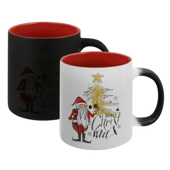 Santa Claus gold, Κούπα Μαγική εσωτερικό κόκκινο, κεραμική, 330ml που αλλάζει χρώμα με το ζεστό ρόφημα