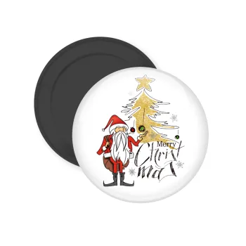 Santa Claus gold, Μαγνητάκι ψυγείου στρογγυλό διάστασης 5cm