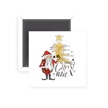 Santa Claus gold, Μαγνητάκι ψυγείου τετράγωνο διάστασης 5x5cm