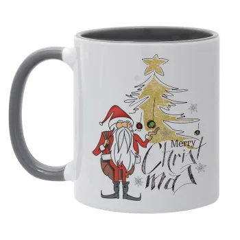 Santa Claus gold, Mug colored grey, ceramic, 330ml