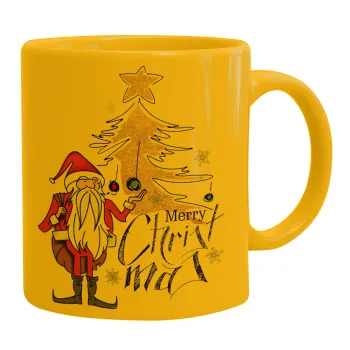 Santa Claus gold, Ceramic coffee mug yellow, 330ml
