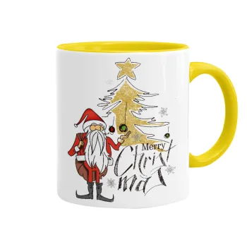 Santa Claus gold, Κούπα χρωματιστή κίτρινη, κεραμική, 330ml